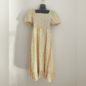 J. Crew NWT xs spring and summer smocked dress with oranges print